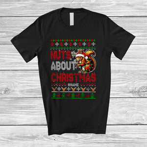 MacnyStore - Personalized Custom Name Nuts About Christmas; Lovely X-mas Sweater Custom Name Squirrel T-Shirt