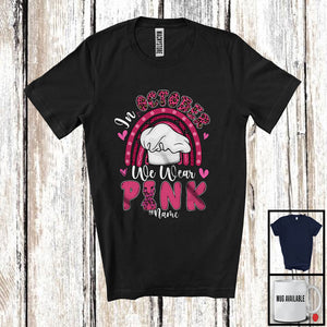 MacnyStore - Personalized Custom Name October We Wear Pink; Lovely Breast Cancer Ribbon; Chef Rainbow T-Shirt