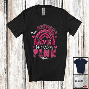 MacnyStore - Personalized Custom Name October We Wear Pink; Lovely Breast Cancer Ribbon; Dispatcher Rainbow T-Shirt