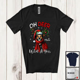 MacnyStore - Personalized Custom Name Oh Deer What A Year; Merry Christmas Lights Santa Reindeer; Snow Family T-Shirt