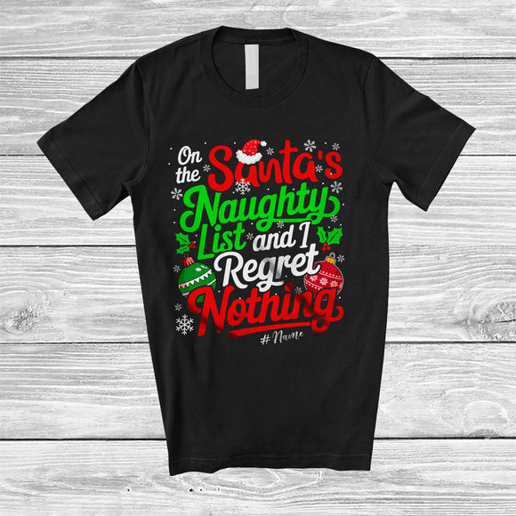 MacnyStore - Personalized Custom Name On The Santa's Naughty List; Amusing Christmas Snowing Ornaments T-Shirt