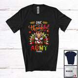 MacnyStore - Personalized Custom Name One Thankful Aunt; Amusing Thanksgiving Turkey Plaid Tail; Family T-Shirt