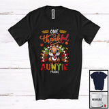 MacnyStore - Personalized Custom Name One Thankful Auntie; Amusing Thanksgiving Turkey Plaid Tail; Family T-Shirt