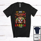 MacnyStore - Personalized Custom Name One Thankful Barber; Amusing Thanksgiving Turkey Plaid Tail; Jobs T-Shirt