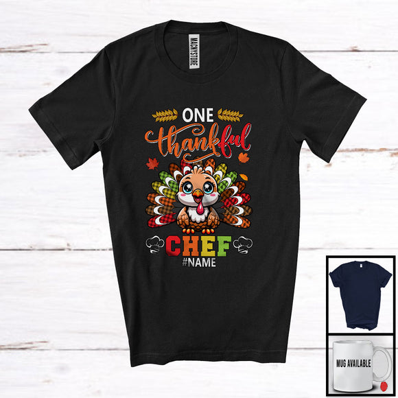 MacnyStore - Personalized Custom Name One Thankful Chef; Amusing Thanksgiving Turkey Plaid Tail; Jobs T-Shirt