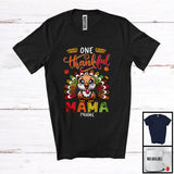 MacnyStore - Personalized Custom Name One Thankful Mama; Amusing Thanksgiving Turkey Plaid Tail; Family T-Shirt