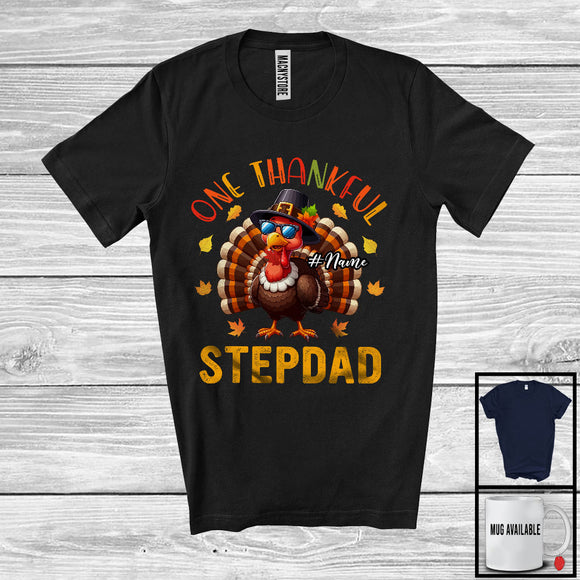 MacnyStore - Personalized Custom Name One Thankful Stepdad; Lovely Thanksgiving Turkey Sunglasses; Family T-Shirt