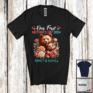 MacnyStore - Personalized Custom Name Our First Mother's Day 2024, Adorable Bear Animal, Family Group T-Shirt