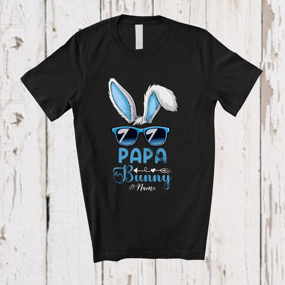 MacnyStore - Personalized Custom Name Papa Bunny; Lovely Easter Bunny Face Sunglasses; Boys Men Family T-Shirt