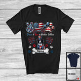 MacnyStore - Personalized Custom Name Peace Love Border Collies, Lovely 4th Of July American Flag Patriotic T-Shirt