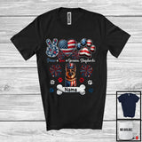 MacnyStore - Personalized Custom Name Peace Love German Shepherds, Lovely 4th Of July USA Flag Patriotic T-Shirt