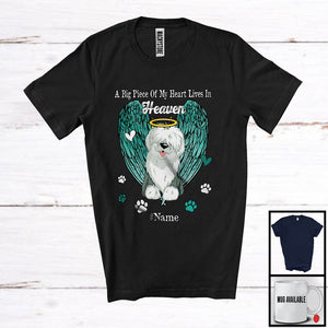 MacnyStore - Personalized Custom Name Piece Of Heart In Heaven, Lovely Memories English Sheepdog Lover T-Shirt