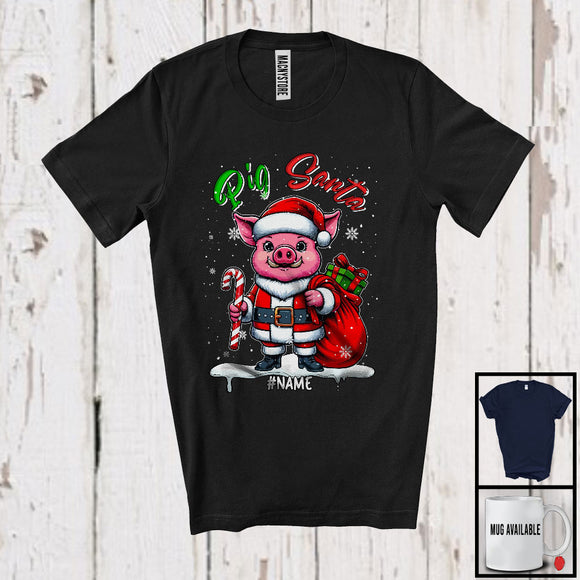 MacnyStore - Personalized Custom Name Pig Santa, Adorable Christmas Santa Pig, X-mas Family Group T-Shirt