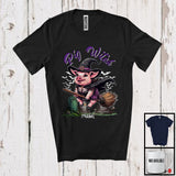 MacnyStore - Personalized Custom Name Pig Witch, Adorable Halloween Pig With Broom, Family Group T-Shirt