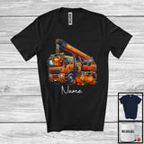 MacnyStore - Personalized Custom Name Pilgrim Turkey Driving Crane Truck, Amazing Thanksgiving Driver Team T-Shirt