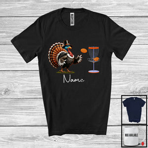 MacnyStore - Personalized Custom Name Pilgrim Turkey Playing Disc Golf, Lovely Thanksgiving Sport Player Team T-Shirt