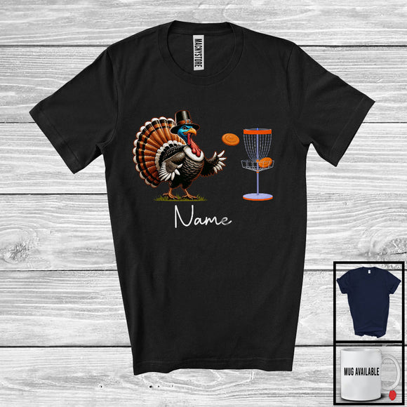 MacnyStore - Personalized Custom Name Pilgrim Turkey Playing Disc Golf, Lovely Thanksgiving Sport Player Team T-Shirt