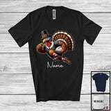 MacnyStore - Personalized Custom Name Pilgrim Turkey Playing Football, Lovely Thanksgiving Sport Player Team T-Shirt