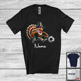 MacnyStore - Personalized Custom Name Pilgrim Turkey Playing Soccer, Lovely Thanksgiving Sport Player Team T-Shirt