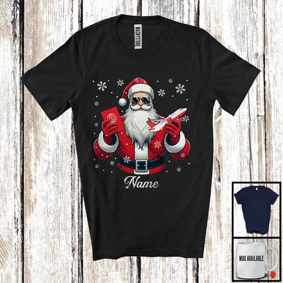 MacnyStore - Personalized Custom Name Pilot Santa, Joyful Christmas Santa Snowing, Careers Group T-Shirt