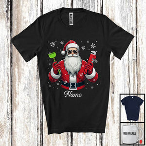 MacnyStore - Personalized Custom Name Plumber Santa, Joyful Christmas Santa Snowing, Careers Group T-Shirt