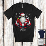 MacnyStore - Personalized Custom Name Police Officer Santa, Joyful Christmas Santa Snowing, Careers Group T-Shirt