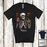 MacnyStore - Personalized Custom Name Police Officer Skeleton, Horror Halloween Costume Careers Group T-Shirt
