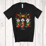 MacnyStore - Personalized Custom Name Poodle Dog In Three Christmas Socks; Lovely X-mas Lights Snow T-Shirt