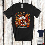 MacnyStore - Personalized Custom Name Poodle Gnomes, Lovely Thanksgiving Fall Leaves, Pumpkins T-Shirt