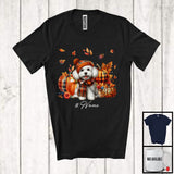 MacnyStore - Personalized Custom Name Poodle Plaid Pumpkins; Thanksgiving Fall Leaves; Family T-Shirt