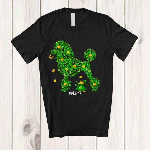 MacnyStore - Personalized Custom Name Poodle Shape Shamrock; Adorable St. Patrick's Day Gold Pot; Dog T-Shirt