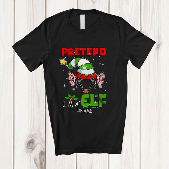 MacnyStore - Personalized Custom Name Pretend I'm A Elf; Adorable Christmas Elf Face Cosplay; Family T-Shirt