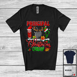 MacnyStore - Personalized Custom Name Principal Christmas Crew; Cheerful Plaid X-mas Pajama; Careers Jobs T-Shirt