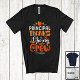 MacnyStore - Personalized Custom Name Principal Thanksgiving Crew; Lovely Autumn Leaves Pumpkin T-Shirt