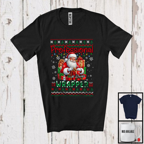 MacnyStore - Personalized Custom Name Professional Wrapper; Joyful Christmas Sweater; Santa Wrap Box T-Shirt