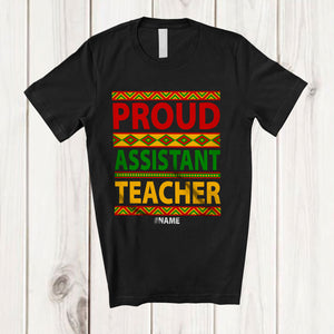 MacnyStore - Personalized Custom Name Proud Assistant Teacher; Joyful Black History Month African; Afro Family T-Shirt