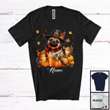 MacnyStore - Personalized Custom Name Pug Coffee Smoothie, Lovely Thanksgiving Pumpkin Drinks T-Shirt