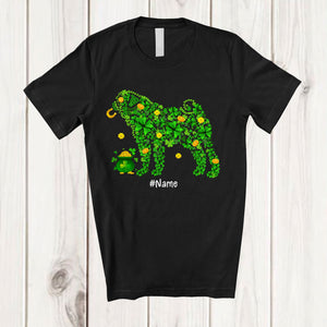 MacnyStore - Personalized Custom Name Pug Shape Shamrock; Adorable St. Patrick's Day Gold Pot; Dog T-Shirt