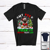 MacnyStore - Personalized Custom Name Pug Stolen My Christmas Pajama Shirt; Cool X-mas Tree Snow T-Shirt