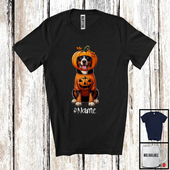 MacnyStore - Personalized Custom Name Pumpkin Appenzeller Sennenhund; Humorous Halloween Family T-Shirt