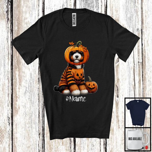 MacnyStore - Personalized Custom Name Pumpkin Bernedoodle; Humorous Halloween Family Group T-Shirt