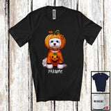 MacnyStore - Personalized Custom Name Pumpkin Bichon Frise; Humorous Halloween Family Group T-Shirt