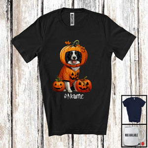 MacnyStore - Personalized Custom Name Pumpkin Border Collie; Humorous Halloween Family Group T-Shirt