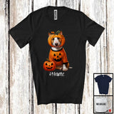 MacnyStore - Personalized Custom Name Pumpkin Bull Terrier; Humorous Halloween Family Group T-Shirt