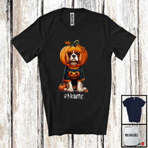 MacnyStore - Personalized Custom Name Pumpkin Cavalier King Charles Spaniel; Humorous Halloween Family T-Shirt