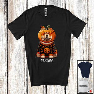 MacnyStore - Personalized Custom Name Pumpkin Chow Chow; Humorous Halloween Family Group T-Shirt