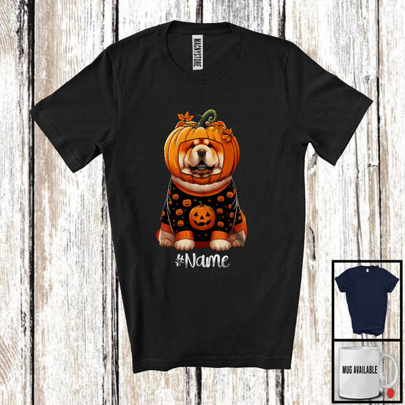 MacnyStore - Personalized Custom Name Pumpkin Chow Chow; Humorous Halloween Family Group T-Shirt