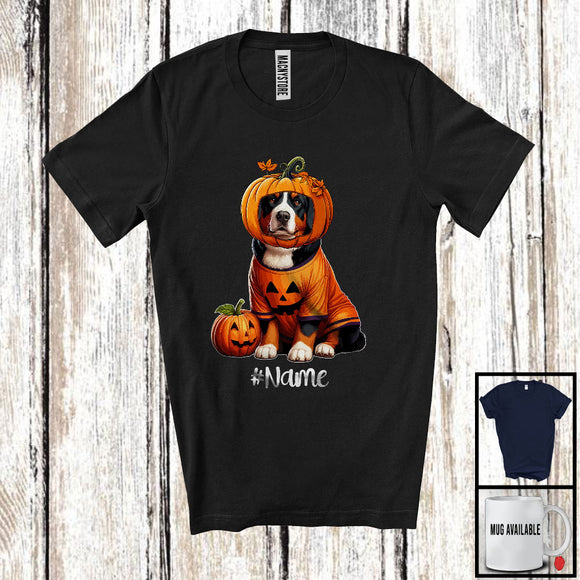 MacnyStore - Personalized Custom Name Pumpkin Entlebucher Mountain; Humorous Halloween Family T-Shirt