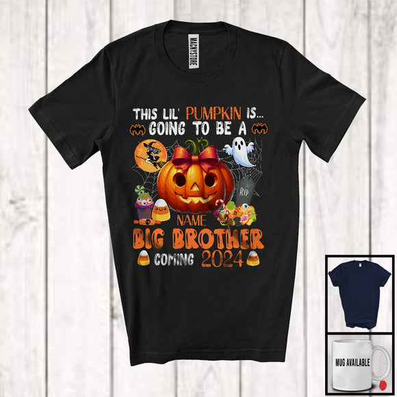 MacnyStore - Personalized Custom Name Pumpkin Going To Be A Big Brother 2024, Lovely Halloween Family, Pregnancy T-Shirt