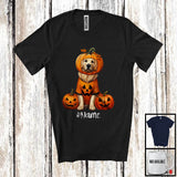 MacnyStore - Personalized Custom Name Pumpkin Golden Retriever; Humorous Halloween Family T-Shirt